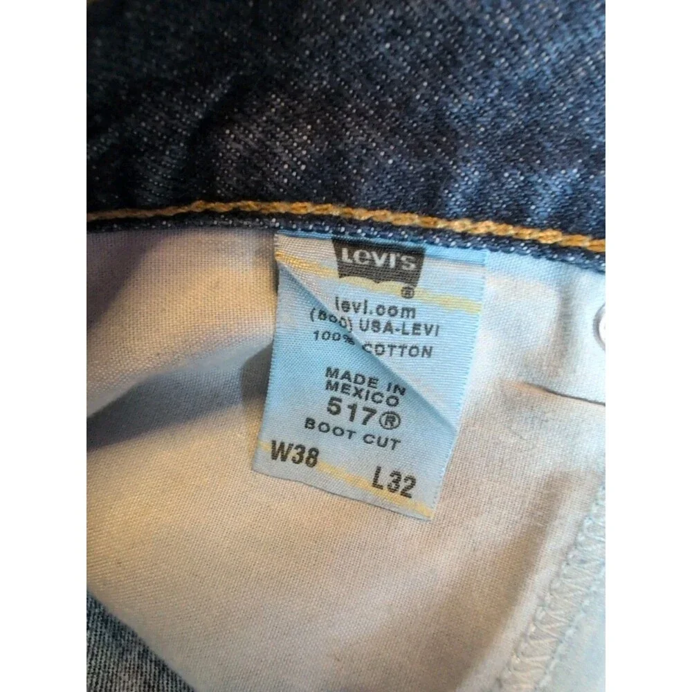 Levis 517 Jeans Mens 38x33 Blue Bootcut Denim Pants Dark Wash Western Workwear